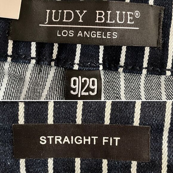 Judy Blue White Stripe Straight Fit Jeans High Rise Tummy Control 29 - Picture 4 of 10